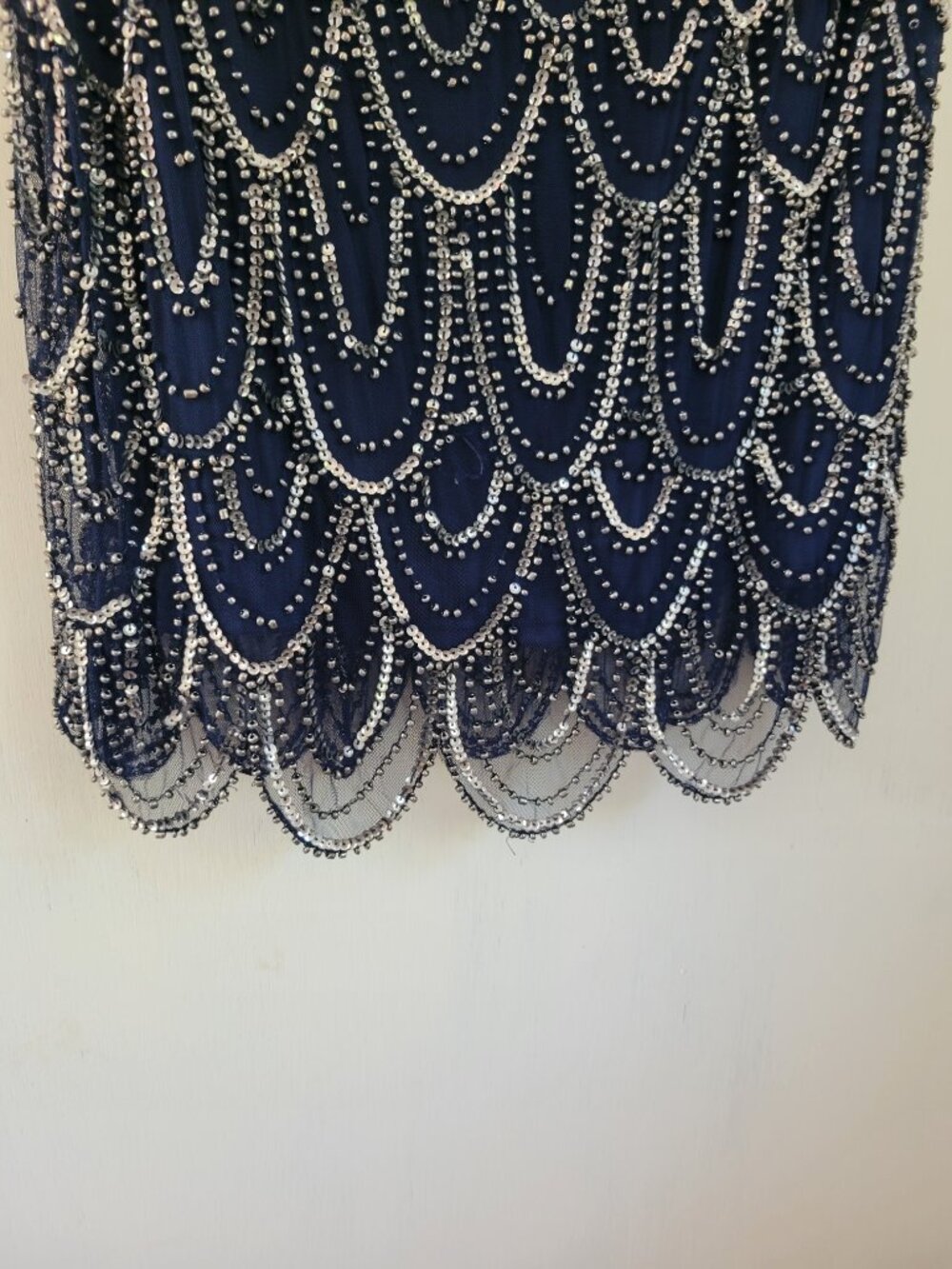 NWT Stunning Navy Silver Beaded Sequin Art Deco Evening Cocktail Dress 20W - Picture 7 of 11